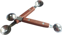 Double-Sided Fruit Melon Baller Spoon with wood handle, 2 in 1 Stainless Steel Scoop Cutter 16cm (2 Pack)