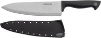 Farberware Edgekeeper 8-Inch Chef Knife with Self-Sharpening Blade Cover, High Carbon-Stainless Steel Kitchen Knife with Ergonomic Handle, Razor-Sharp Knife, Black