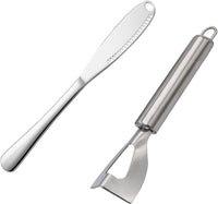 ZINC WEALD Butter Knife Stainless Steel Butter Spreader Knife Right Angle Butter Cutter Multi-Function Butter Curler Kitchen Gadgets for Cold Hard Butter Cheese Jam (Silver)