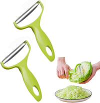 2PC Green Cabbage Shredder,Vegetable Cutter Cabbage Slicer,Stainless Steel Fruit Vegetable Potato Peeler Cabbage Graters Kitchen Must Have for Home Restaurants 18 * 12cm