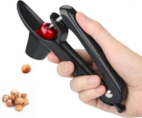 Cherry Pitter, Heavy-Duty Olive and Cherry Pitters Corer Tool with Space-Saving Lock Design, Multi-Function Cherries Stoner Seed Remover Tool for Making Cherry Jam (Black)