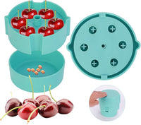 Cherry Pitter - Portable Cherry Pitter Corer Tool, Pits up to 6 Cherries at Once, Dishwasher Safe, ABS Construction, Blue