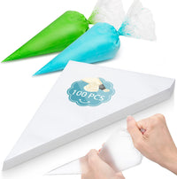 122Pcs Piping Bags and Tips Set, 100pcs 12 Inch Disposable Piping Bags, 16 Inch Reusable Icing Pastry Bags, Anti Burst Frosting Bags, Cake Decorating Bags Kit Supplies for Baking Cupcake Cookies Tools