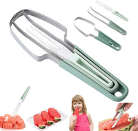 Watermelon Cutter Slicer Tool, 3-in-1 Stainless Steel Watermelon Popsicle Cutter,Watermelon Knife Fork,Melon and Fruit Slicer,Watermelon Cutter Shapes,Fun Kitchen Gadgets Watermelon Mold for Kids