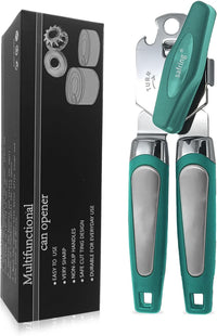 Can Opener Manual, Handheld Strong Heavy Duty Stainless Steel Can Opener, Comfortable Handle, Sharp Blade Smooth Edge, Can Openers with Multifunctional Bottle Opener