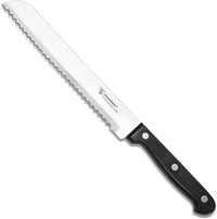8 Inch Bread Knife Serrated Knife Wave Edge, Black