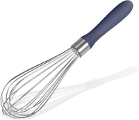 18/8 Stainless Steel Balloon Whisk, Doosu Kitchen Whisk for Cooking Handheld Egg Beater with Rust-Proof Sturdy Wires & Non-Slip Silicone Handle for Beating, Stirring, Blending (8 Wires, Black)