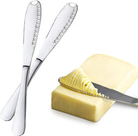 DIMROM 2Pcs Butter Knife with Holes in Blade - 3 In 1 Stainless Steel Butter Spreader Knife, Corrosion Resistant, Easy to Clean, Comfortable Handle - Micro-Grater Blade for Easy Slicing and Spreading