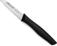 Arcos Paring knife 3 inches Nitrum Stainless Steel.Paring Knife for Peeling Fruits and Vegetables. Ergonomic Polypropylene Handle and blade 80 mm. Innovation, Elegance. Series Nova. Color Black.