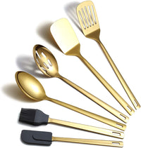 Gold Cooking Utensils Set, Berglander Stainless Steel 13 Pieces Kitchen Utensils Set With Titanium Gold Plating, Kitchen Tools Set With Utensil Holder, Dishwasher Safe, Easy to Clean