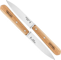 Opinel No. 112 Paring Knives 2 Piece Set, Sandvik 12C27 Steel Everyday Use Prep Knives for Chopping, Peeling, Slicing, Trimming, Stabilized Sustainably Harvested Beechwood Handles, Made in France