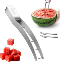 Watermelon Slicer Choxila,Stainless Steel Watermelon Cutter Cool Watermelon Knife Fun Watermelon Cutting Tool with 2PCS Forks