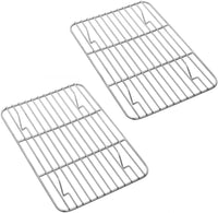 P&P CHEF Cooling Baking Rack Pack of 2, Stainless Cooling Racks for Cooking Baking Roasting Grilling Drying, Dense Wires & Mirror Finish, Dishwasher Safe, Silver, 8.6" x 6.2"