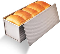 Aluminized Steel Pullman Loaf Pan With Lid, 2.2 lb Nonstick Loaf Pan for Baking Bread, Yeast Breads, Pound Cakes, Meat Loafs (Gold)