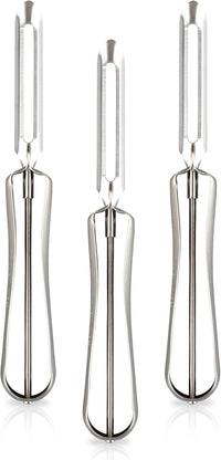 Linden Sweden Original Jonas Vegetable Peeler - Rust Resistant Silver Potato Peeler with Ergonomic Handle for Safety and Control - Dishwasher Safe and Compact for Easy Cleanup - Made In Sweden - 6.5in