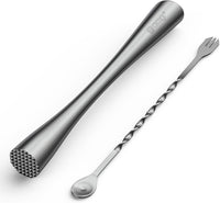 10 Inches Stainless Steel Muddler and Mixing Spoon for Cocktails, Bar Tools and Accessories - Create Delicious Mojitos and Other Fruit Based Drinks