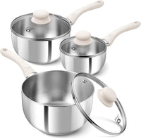 KOCH SYSTEME CS Stainless Steel Saucepan, 2QT Sauce Pan with Lid with Stay-cool Bakelite Handle, Stainless Steel Pot 2QT with Comfortable Handle, 2 Quart Sauce Pan with Lid, Induction Ready