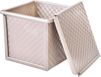 Commercial Pullman Loaf Pan with Lid, Dough Capacity Non-stick Rectangle Flat Toast Box for Oven Baking 13.6"×5.4"×4.7"(Champagne Gold)