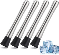 4 Pack Muddlers for Cocktail 304 Stainless Steel Fruit Crusher 8.3" Long Ice Crusher for Bar Party and Home