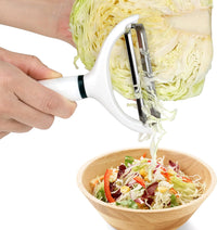 2PCS Cabbage Shredder Slicer Peeler for Coleslaw, Cabbage Cutter Grater Shredder for Sauerkraut, Large Y Peeler Wide Blade Vegetable Peeler, White with Green