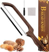 Bread Knife, Mecyfaty Sourdough Bread Cutter with Cover, Bread Slicer for Homemade Bread, Bagels, 0.06 cm Thickened Serrated Knife with Measuring Scale, Walnut Made-Best Bread Scoring Tool for Friends