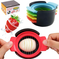 4-in-1 Stainless Steel Egg Slicer for Hard Boiled Eggs, Fruits & More – Effortless Egg Cutter for Salads, Sandwiches, Charcuterie Boards – (Perfect for Strawberries, Bananas, Grapes)