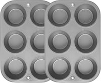 G & S Metal Products Company OvenStuff Set of Two Nonstick 6-cup Jumbo Muffin Pan, Gray, HG236-AZ