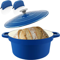 CUKOR 7QT Dutch Oven Pot With Lid, Ceramic Dutch Ovens for Sourdough Bread Baking, Enameled Cast Iron Bread Cooking Pot, Non-Stick, Oven Safe (10 Pcs Bread Paper Liners)