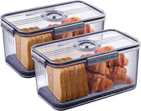 2 PCS Bread Box Bread Boxes for Kitchen Counter Airtight, Time Recording Bread Storage Container with Lid, Bread Keeper for Homemade Bread