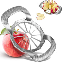 Apple Slicer, Apple Slicer and Corer, All-metal Construction Apple Cutter with 12 Stainless Steel Blades, Large Apple Corer Slicer for Up to 4 IN Apples with Comfortable Wider Non-slip Handle