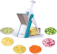 ONCE FOR ALL Safe Mandoline Slicer 5 in 1 Vegetable Chopper Food Potato Cutter, Strips Julienne Dicer Adjustable Thickness 0.1-8 mm Kitchen Chopping Artifact Fast Meal Prep (Gray)