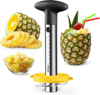 Pineapple Corer & Slicer Tool - Stainless Steel Pineapple Peeler, Easy Core Remover, Eye Removal Tool, Pelador De Pia (Yellow with Measure Marks)