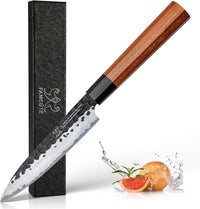 8 Inch Japanese Knife, Hand Forged 5 Layers High Carbon 9CR18MOV Steel Rosewood Handle Chef Knife, Ultra Sharp Durable Professional Kitchen Knife, A Thoughtful Birthday Gifts for Mom/Dad