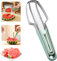 Suuker Watermelon Fork Slicer Cutter, 3-in-1 Fruit Shape Cutters, Stainless Steel Watermelon Popsicle Cutter Melon for Camping Kitchen Gadgets
