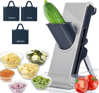 Veggie Slicer, for Vegetables Cutting Frozen Meal or Sausages Mandoline Slicer for, Chopper with Container, Thickness Adjuster Multi Blades