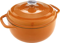 Lodge 6 Quart Enameled Cast Iron Dutch Oven with Lid – Dual Handles – Oven Safe up to 500° F or on Stovetop - Use to Marinate, Cook, Bake, Refrigerate and Serve – Island Spice Red