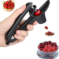 Cherry Pitter, Heavy,Duty Stainless Steel Cherries Pitting Tool, Portable Cherries Corer Stoner Seed Tool with Lock Design, Fruit Pit Remover for Cherry Jam (Black)