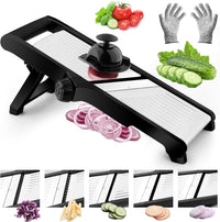 VEKAYA Mandoline Slicer,Mandoline Food Slicer for Kitchen,Mandolin,Potato,Vegetable Chopper,Adjustable Stainless Steel Veggie Onion Tomato Julienne Cutter with Cut-Resistant Gloves