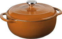 Lodge 4.5 Quart Enameled Cast Iron Dutch Oven with Lid – Dual Handles – Oven Safe up to 500° F or on Stovetop - Use to Marinate, Cook, Bake, Refrigerate and Serve – Island Spice Red