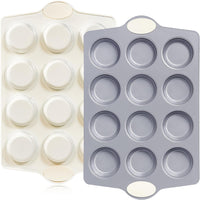 Ceramic Mini Muffin Pan, 24-Cup Nonstick Aluminized Steel Cupcake Pans, Healthy Non-Toxic Ceramic Coating Mini Muffin Tin, 1Pack Cup Cake Pans for Baking Cream