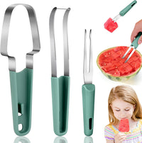 Palksky 3-in-1 Watermelon Cutter Slicer Tool, Watermelon Popsicle Cutter, Watermelon Stainless Steel Fork Slicer Set, Portability Multifunctional Handheld Fruit Fork for Home Camping Kitchen Gadgets