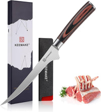 KEEMAKE Bread Knife for Homemade Bread, 8 inch Serrated Knife with High Carbon Stainless Steel Blade, Ergonomic Pakkawood Handle Sharp Knives for Bread, Cake, watermelon