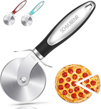 SCHVUBENR Premium Pizza Cutter Wheel - Stainless Steel - Easy to Cut and Clean - Super Sharp Pizza Slicer - Dishwasher Safe - Handles Large and Small Pizza - Corte De Pizza(Red)
