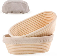 Joyyy Sourdough Bread Proofing Baskets with Liner, Dough Rising Ratten Bowl for Bread Making and Baking, Round, 8.5 inch (Set of 2)