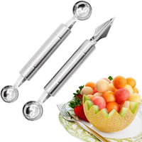 2PCS Melon Baller Scoop, Stainless Steel Double-Headed Fruit Baller Spoon and Fruit Carving Cuter, DIY Watermelon Cantaloupe Ice Cream Tool for Party Decoration