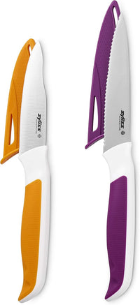 Zyliss E920247 Comfort 5 Piece Knife Set | Multiple Sizes | Japanese Stainless Steel | Multicolour | Knife Block Set With Knives | Includes 5 x Kitchen Knives | 5 Year Guarantee, Dishwasher Safe