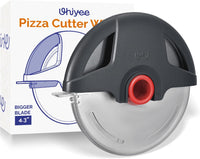 Pizza Cutter Wheel, UHIYEE 4.3" Larger Stainless Steel Pizza Cutter with Protective Blade Cover, Super Sharp Large Pizza Slicer Cuts Smoothly, Easy Cleaning Pizza Cutters Dishwasher Safe, Gray
