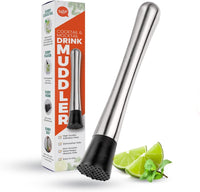 Drink Muddler for Cocktails, 8 Inch Old Fashioned/Mint Julep/Mojito Muddler, Stainless Steel Bartending, Kitchen Muddler Tool