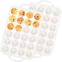 Silicone Mini Muffin Pan With Metal Reinforced Frame - 24 Cups Durable Silicone Cupcake Pan for Muffin, Cupcakes, BPA Free and Dishwasher Safe - 1 Piece Beige with Rainbow Spots