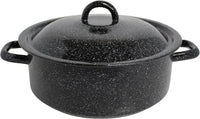 Mirro 4.5 Quart Traditional Vintage Style Black Speckled Enamel on Steel Dutch Oven with Lid, (MIR-10701)